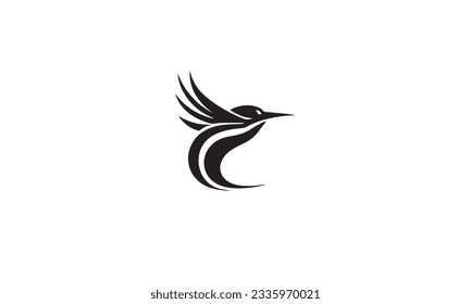 bird logo design black simple line art on white background