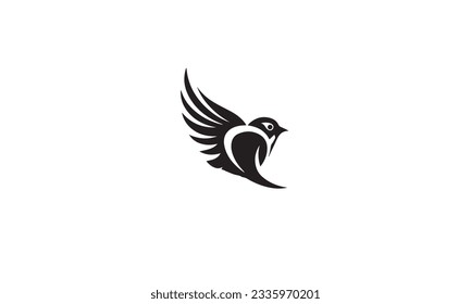 diseño del logotipo de pájaro icono plano negro simple sobre fondo blanco 