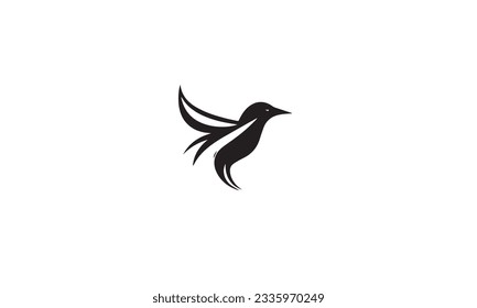 diseño del logotipo de pájaro icono plano negro simple sobre fondo blanco 