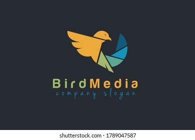 Diseño de logotipos para aves, logotipo de promoción de marca para medios de comunicación empresariales