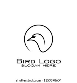 Bird logo design, logo bird circle hand drawn style, bird vector graphic design.