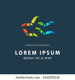 Bird logo design. Creative logotype template, modern blue symbol, abstract icon