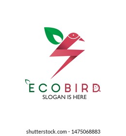 bird logo design. ecology bird or ecobird symbol with cartoon character style. beautiful color combination. vector illustration