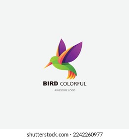 icono de diseño de logotipo de pájaro color degradado