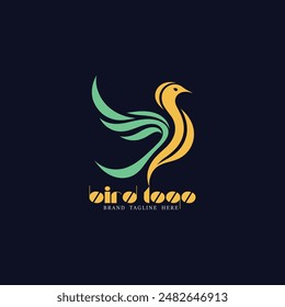 Bird Logo Design, Gradient hummingbird logo design, Bird colorful abstract logo.