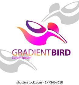 bird of logo design with gradient purple color. vector illustration