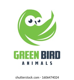 bird logo design and green leaf
