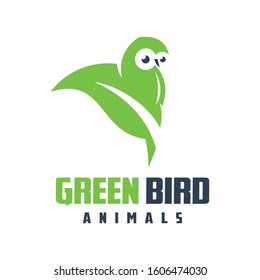bird logo design and green leaf