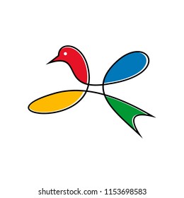 Bird logo design, hand drawn style, colorful bird vector graphic design.