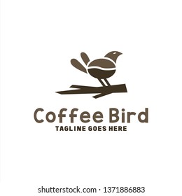 Bird Logo Design Inspiration. Coffee Icon Vector. Flat And Cute Symbol.