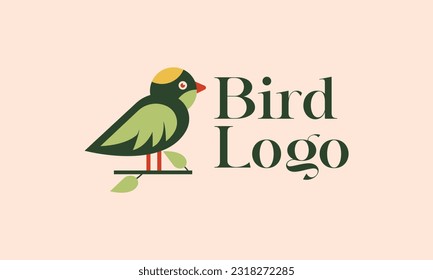 Bird logo design. Leaf bird nature logo design.
