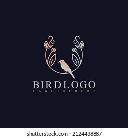 Bird logo design leaf vector template