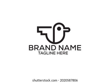 Bird logo design . Bird minimalist logo design and vector template