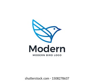 Bird logo design. Modern blue bird vector icon design