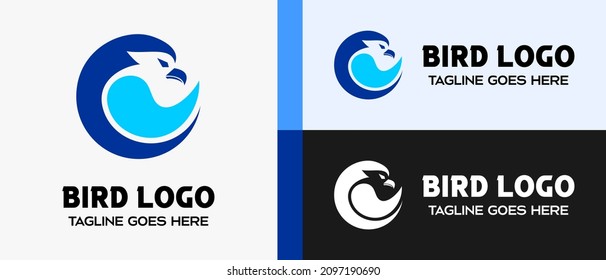 bird logo design template in blue color circle. vector illustration