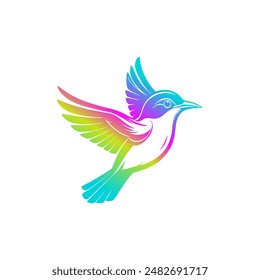 Plantilla de diseño de logotipo de pájaro colorido