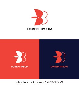 Bird logo design template  flat design vector Dynamic symbol of birds and letters b