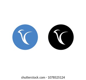 Bird logo design. Two Birds on a blue and black circle background