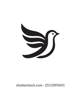 bird logo design vector Black bird icons set Vector elements for design. Birds icon set, animal vector. abstract Minimalist combine bird and leaf nature with line art style icon set logo template. Pre