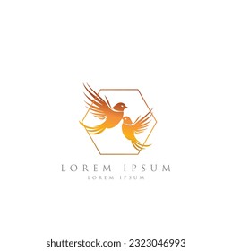 Bird logo design vector template symbol icon vector illustration, Logos birds, minimalist monoline line art Flying bird Black bird icons design