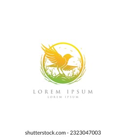 Bird logo design vector template symbol icon vector illustration, Logos birds, minimalist monoline line art Flying bird Black bird icons design