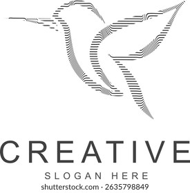 Bird logo design vector template symbol icon illustration vector, Bird logo, minimalist line art Black bird icon design