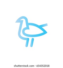 Bird logo design vector template linear style - Dove Pigeon Chicken Seagull Logotype concept icon.