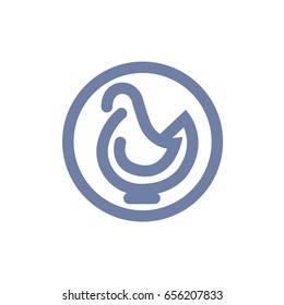 Bird Logo design vector template linear style - Dove Pigeon Chicken Logotype concept outline icon.