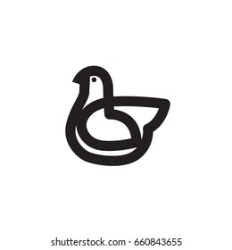 Bird Logo design vector template linear style - Dove Pigeon Chicken Logotype concept outline icon.