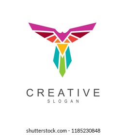 bird logo , Eagle logo with colorful lines + logo of an army in the form of an eagle