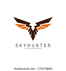Logotipo de pájaro , logotipo de águila con líneas coloridas + logotipo de un ejército en forma de águila