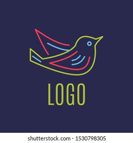The bird logo. Emancipation outline vector concept. Women's freedom line illustration.