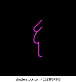 Bird logo, flamingo bird vector, initials f icon for flamingo, pink on black background, F for Flamingo