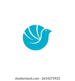 bird logo with flat design style blue color vector