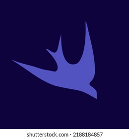 Bird logo. Flying wings, freedom concept. Beautiful animal silhouette isolated on dark background. Flight icon. Elegant style graphic illustration.