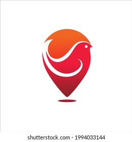 bird logo formed pin map vector logo design template