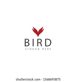 bird logo with a frightening bird shape makes it interesting and bold colors make this design unique, simple.
