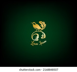 bird logo in gold color