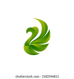 bird logo. Green nature elegant stork logo