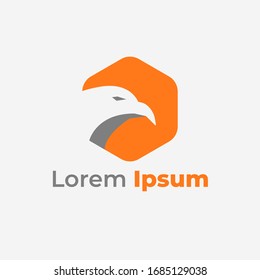 Bird Logo With Hexagon Isolated Orange Colour, Vector Illustration EPS10.  