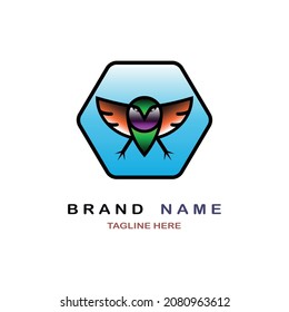 bird logo hexagonal vector for brand, company or other