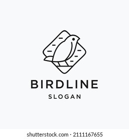 Bird logo hipster vector line outline monoline art icon