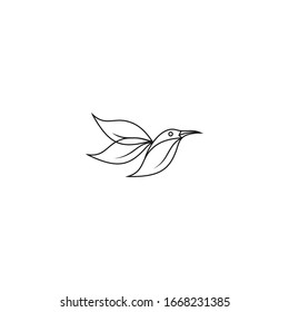 bird logo hipster vintage retro vector line outline monoline art icon bird leaf logo vector icon template download line art outline