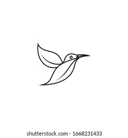 bird logo hipster vintage retro vector line outline monoline art icon bird leaf logo vector icon template download line art outline