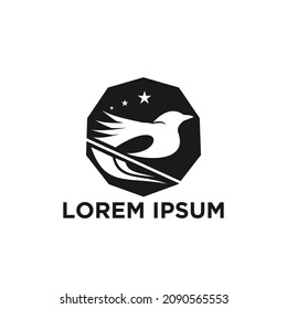 Bird logo hipster vintage retro vector icon illustration