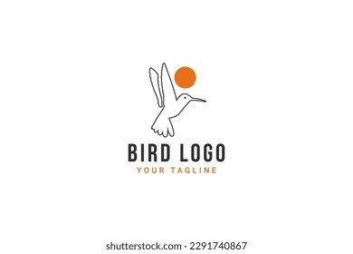 bird logo hipster vintage retro vector line outline monoline art icon