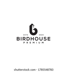 logotipo de pájaro con plantilla de diseño vectorial de icono de casa