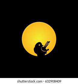 bird logo, icon animal, sunrise