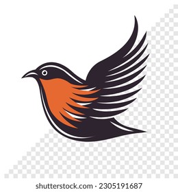 Bird logo. Bird icon for company logo. The symbol of freedom. A bird with fearthers minimalistic design. Nature concept. Vector