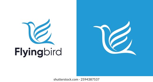 Bird logo icon design, Simple modern monoline flying bird, Hummingbird with flying style, Bird logo with line art outline style, Minimalist concept icon symbol bird vector design template inspiration.